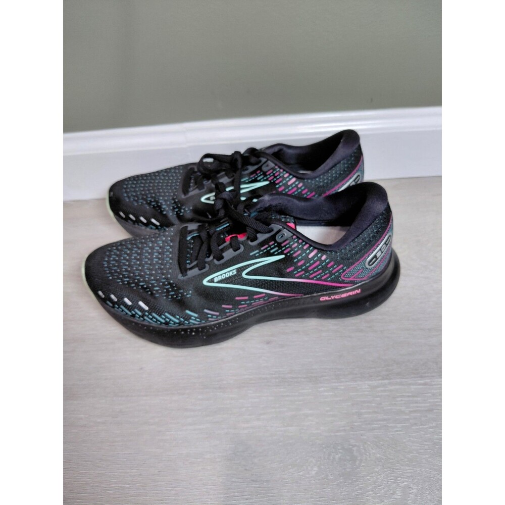 Size 9.5B- Brooks Glycerin 20 Black Blue Pink Women's Sneakers